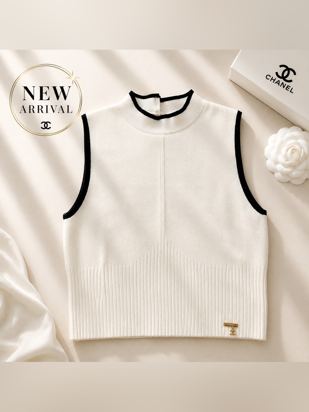 ✨ NEW ARRIVAL 🤍 CHANEL Sleeveless Knit Top / Sweater Vest 🖤